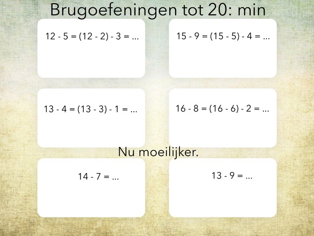 Brugoefeningen tot 20: Min by Piet Convents