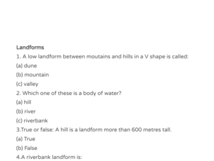 Landforms Quiz by Hannah McMahon