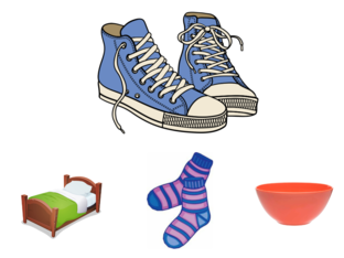Matching Associations A3 (shoes/socks; fork/spoon) by Rebecca