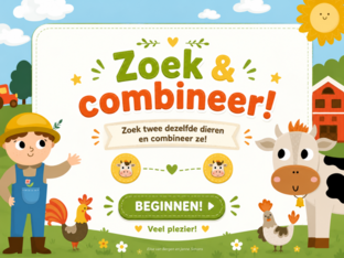 Zoek & combineer de boerderijdieren by Janne Simons