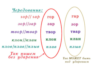 Чередование в корне, зависящее от ударения by Наталья Гафарова